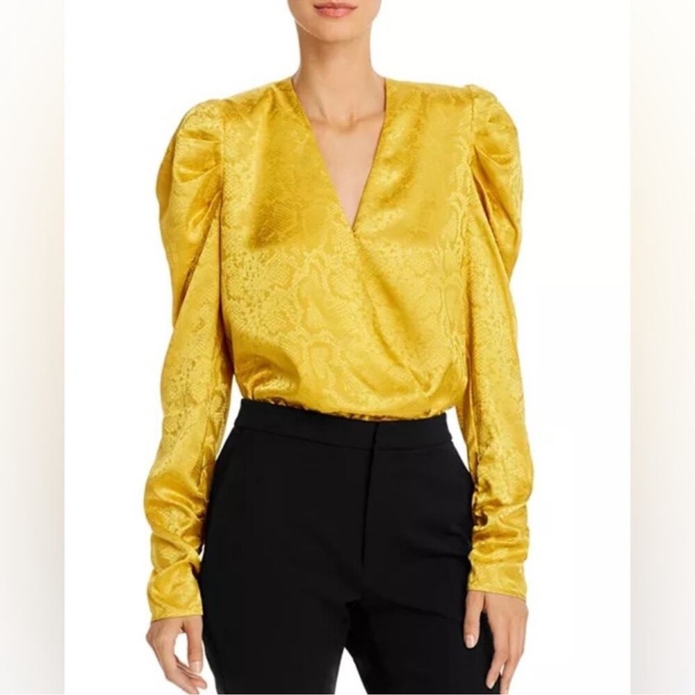 WAYF Yellow Snake Print Top